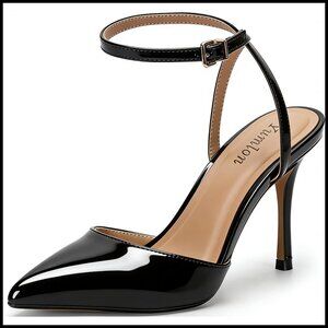 Stiletto Heel Pumps Elegant Ankle Strap Slingback Pointed Toe Wedding Heels